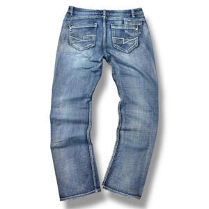 BLK.8 DNM Slim Fit Low Waist Distressed Jeans Light Wash 36x32 Straight Leg Blue